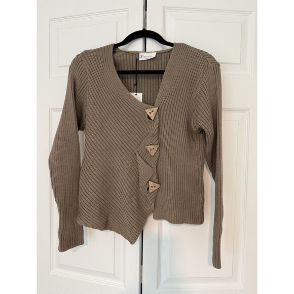 putorti Sweaters - Putorti‎ Women's Artsy Sweater 3/4 Sleeve Asymmetrical Stretch Button M NEW